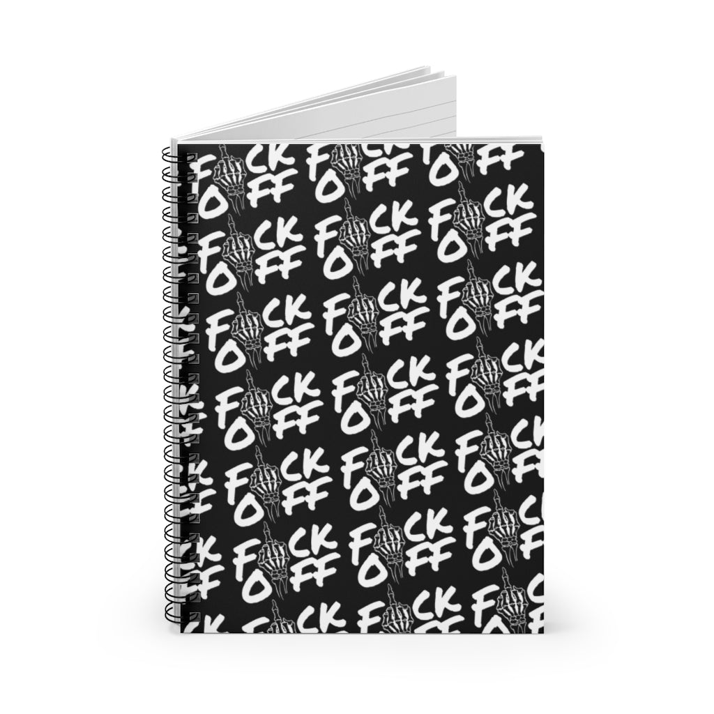F*CK OFF BLACK Spiral Notebook - Ruled Line