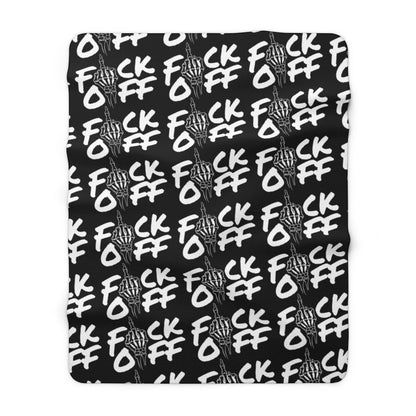 F*CK OFF BLACK Sherpa Fleece Blanket