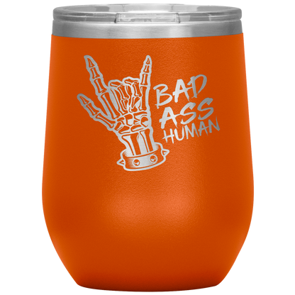 BAD ASS HUMAN SKULL ROCK WINE TUMBLER