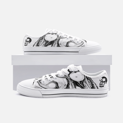 GRUMPY CREEPY SKULL Low Top Canvas Shoes