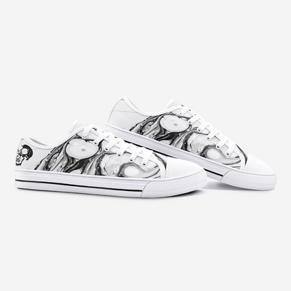 GRUMPY CREEPY SKULL Low Top Canvas Shoes