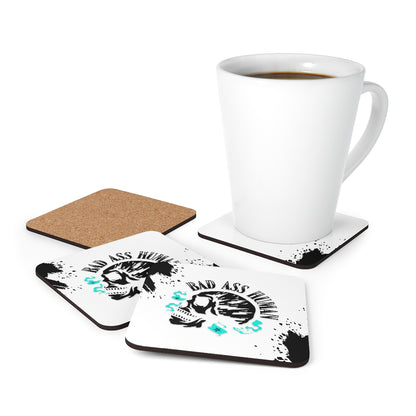 BAD ASS HUMAN SKULL Corkwood Coaster Set