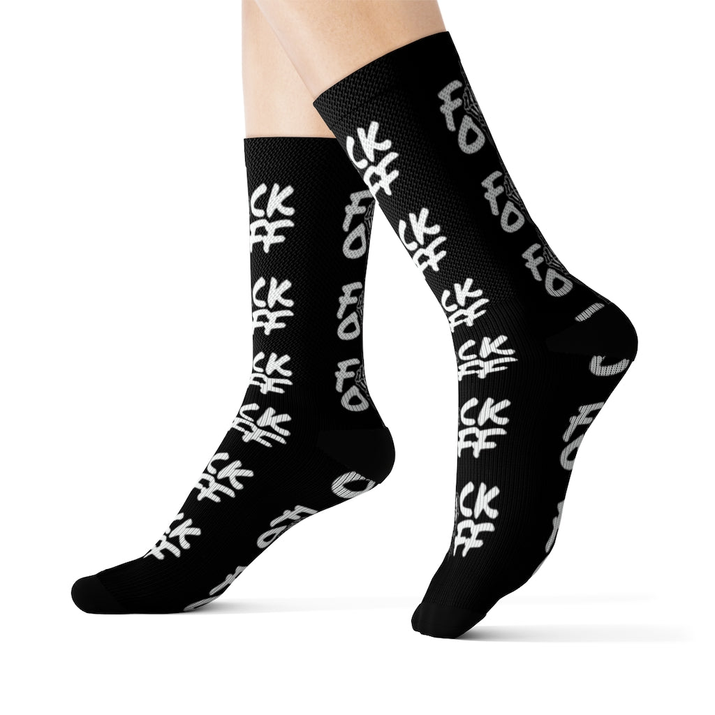 F*CK OFF BLACK Sublimation Socks