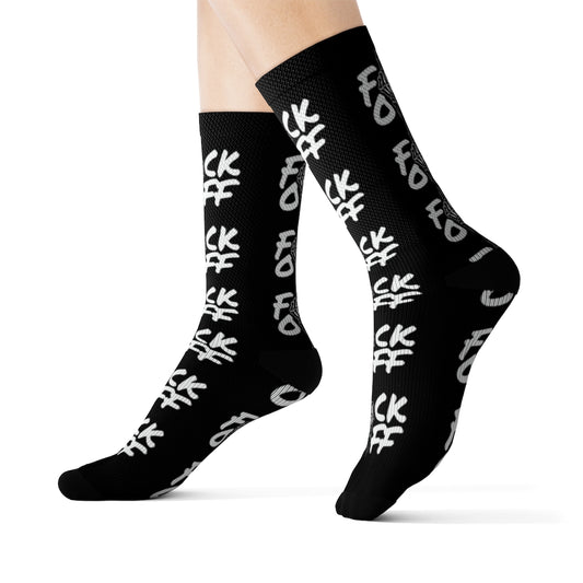 F*CK OFF BLACK Sublimation Socks