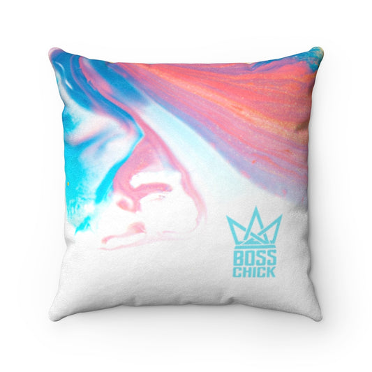 BOSS CHICK MARBLE Faux Suede Square Pillow