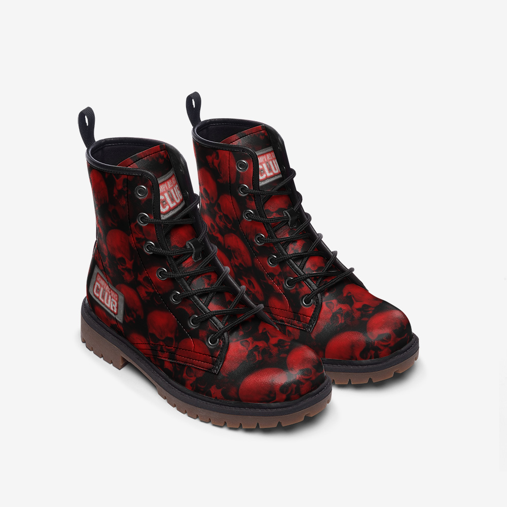 GRUMPY ASS GUYS CLUB RED SKULL Casual Leather Lightweight Boots