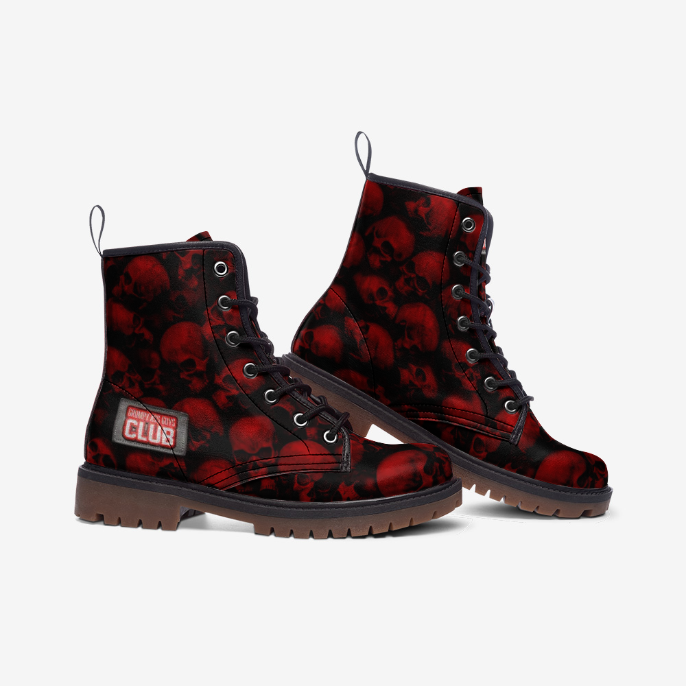 GRUMPY ASS GUYS CLUB RED SKULL Casual Leather Lightweight Boots