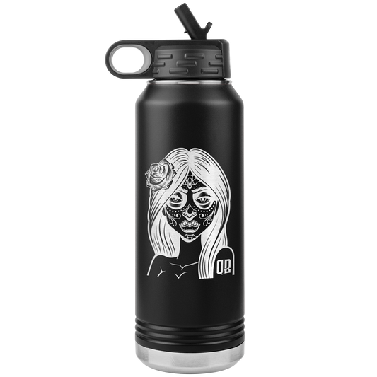 QB CLASSY DAY OF THE DEAD 32 OZ WATER BOTTLE