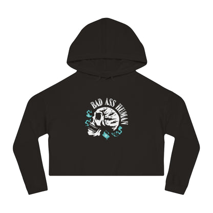 BAD ASS HUMAN SKULL Cropped Hooded Sweatshirt