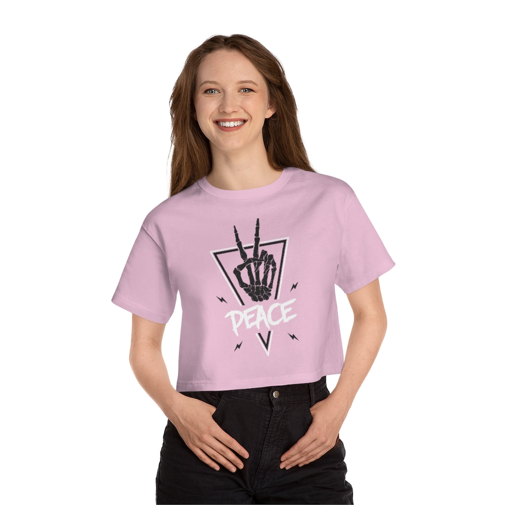 PEACE OUT Champion Women's Heritage Cropped T-Shirt