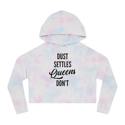 QUEENS DON'T SETTLE Cropped Hooded Sweatshirt