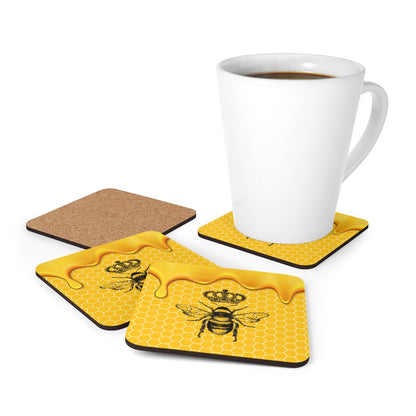QB CLASSY QUEEN BEE Corkwood Coaster Set