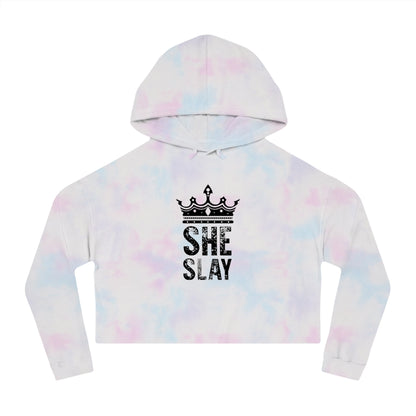 SHE SLAY Cropped Hooded Sweatshirt