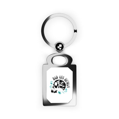 BAD ASS HUMAN MOHAWK Rectangle Photo Keyring