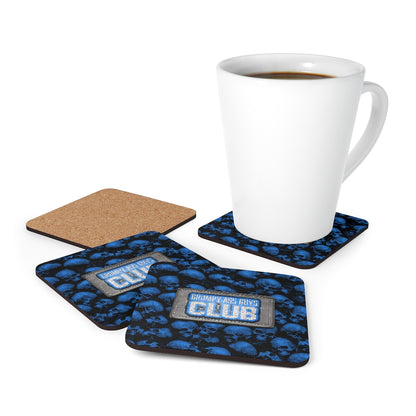 GRUMPY ASS GUYS CLUB BLUE SKULL Corkwood Coaster Set