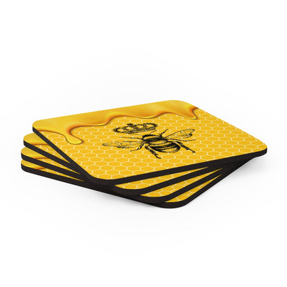 QB CLASSY QUEEN BEE Corkwood Coaster Set