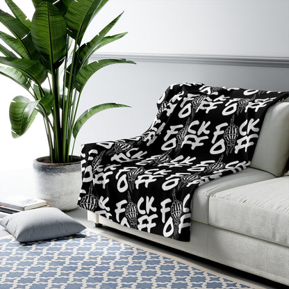 F*CK OFF BLACK Sherpa Fleece Blanket