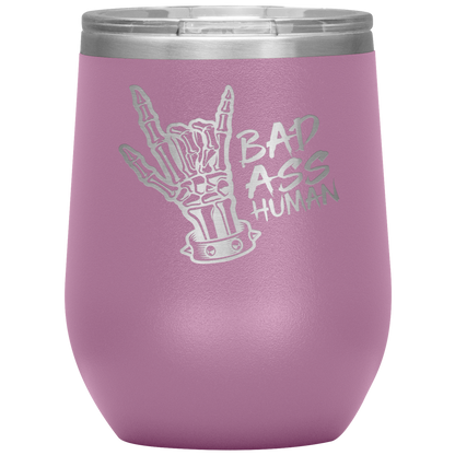 BAD ASS HUMAN SKULL ROCK WINE TUMBLER