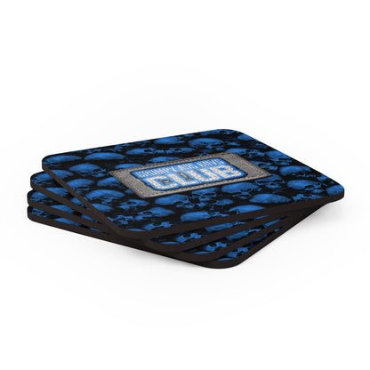 GRUMPY ASS GUYS CLUB BLUE SKULL Corkwood Coaster Set