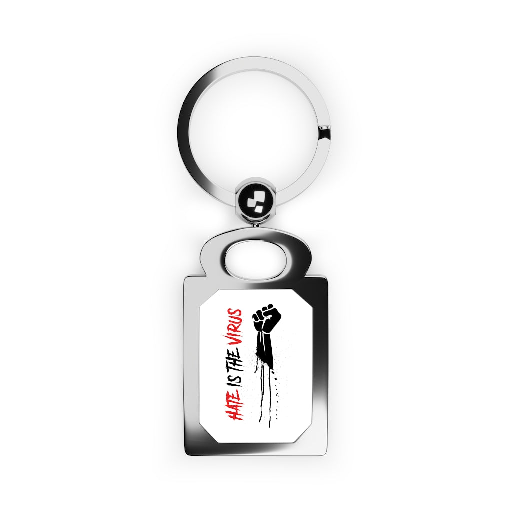 HATE IS THE VIRUS Rectangle Photo Keyring