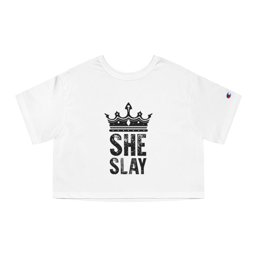 SHE SLAY Champion Women's Heritage Cropped T-Shirt
