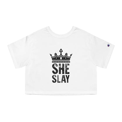 SHE SLAY Champion Women's Heritage Cropped T-Shirt