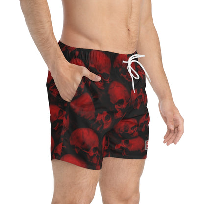 GRUMPY ASS GUYS CLUB RED SKULLS Swim Trunks