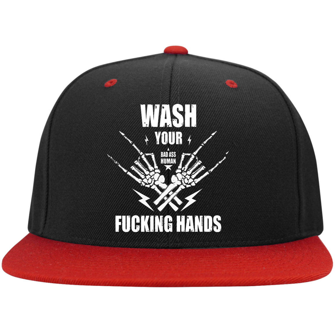 WASH YOUR ROCK HANDS High-Profile Snapback Hat