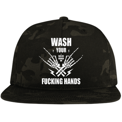 WASH YOUR ROCK HANDS High-Profile Snapback Hat