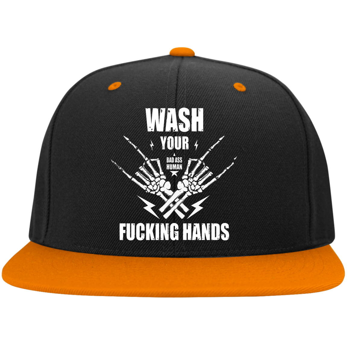WASH YOUR ROCK HANDS High-Profile Snapback Hat