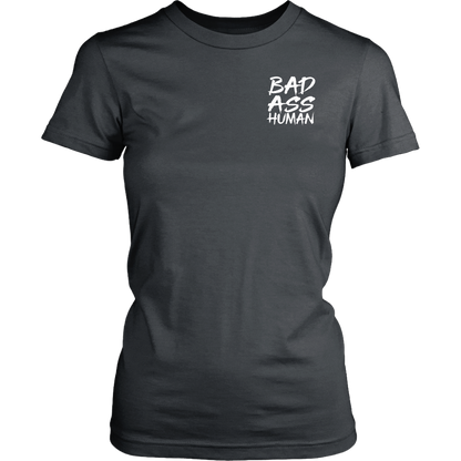 BAD ASS HUMAN SKULL ROCK WOMENS TSHIRT