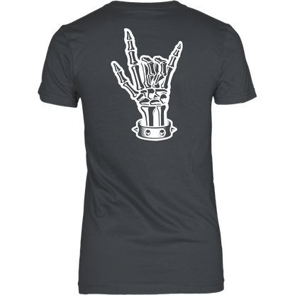 BAD ASS HUMAN SKULL ROCK WOMENS TSHIRT