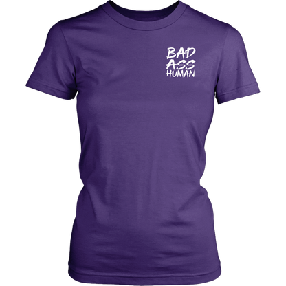 BAD ASS HUMAN SKULL ROCK WOMENS TSHIRT