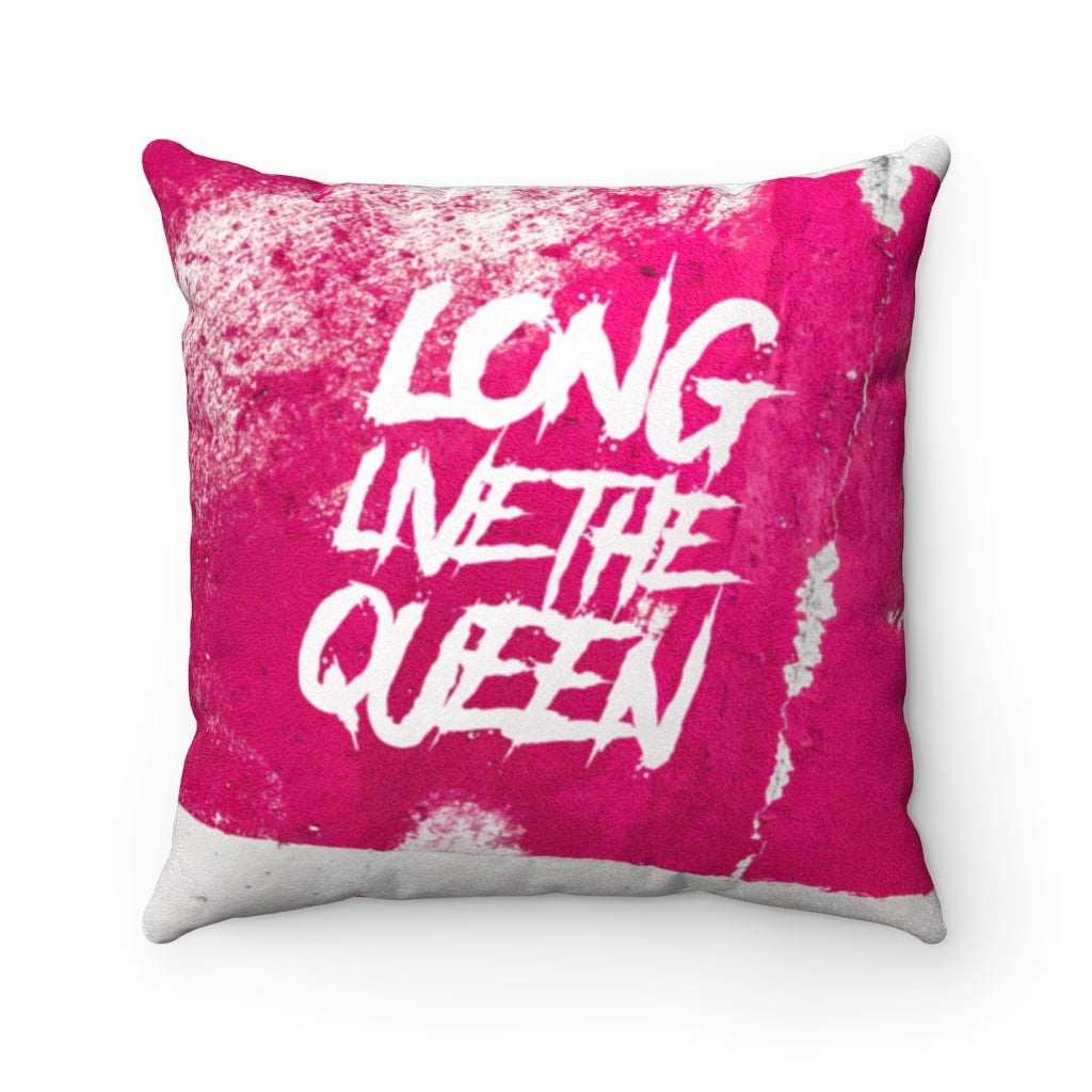 LONG LIVE THE QUEEN PINK Faux Suede Square Pillow