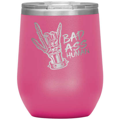 BAD ASS HUMAN SKULL ROCK WINE TUMBLER