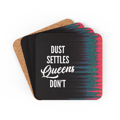 QUEENS DON'T SETTLE Corkwood Coaster Set