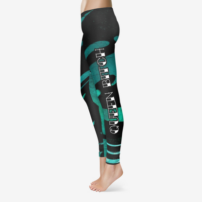 QUEEN BITCH TATTOO TITLE GRAFFITI Temp Control Cotton Leggings