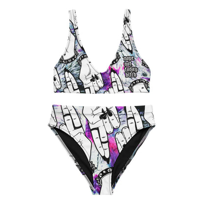 NOT TODAY BITCH Recycled High-Waisted Bikini
