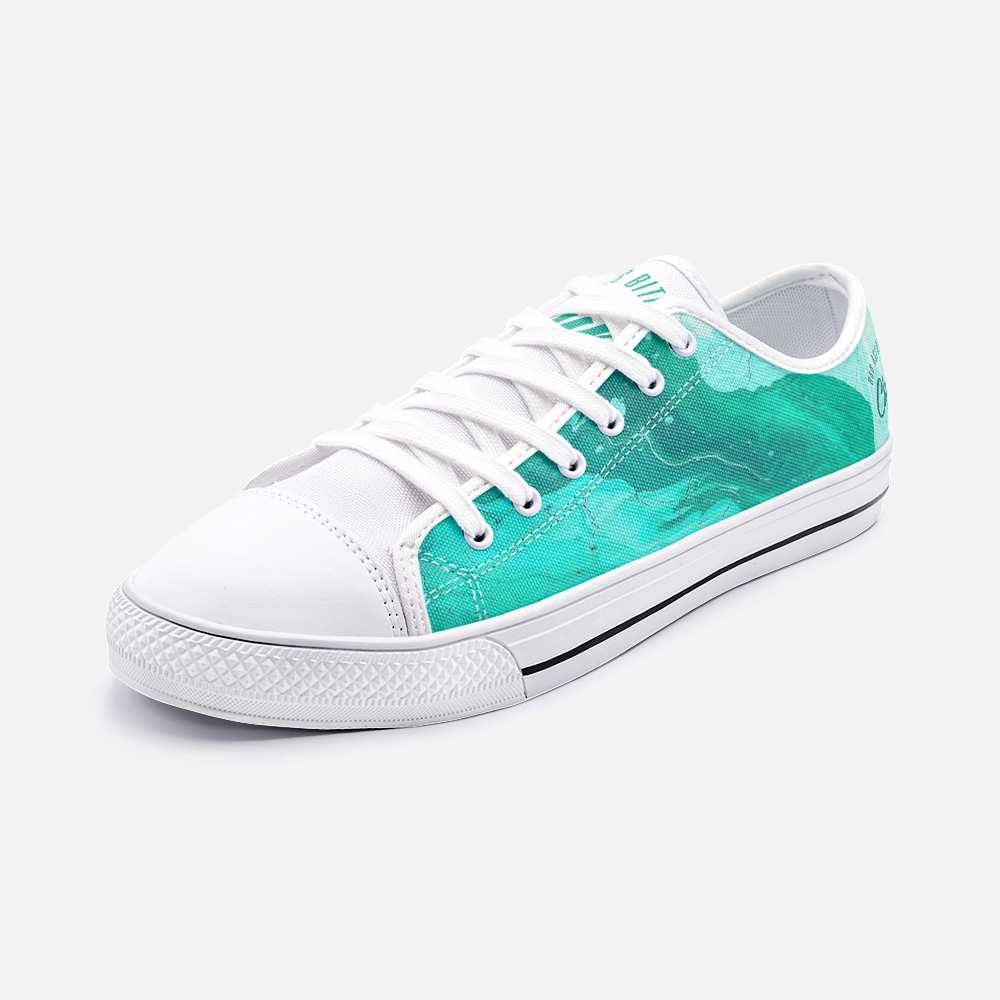 BAD ASS BITCHES CLUB TEAL Low Top Canvas Shoes