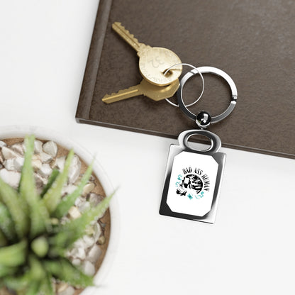 BAD ASS HUMAN MOHAWK Rectangle Photo Keyring