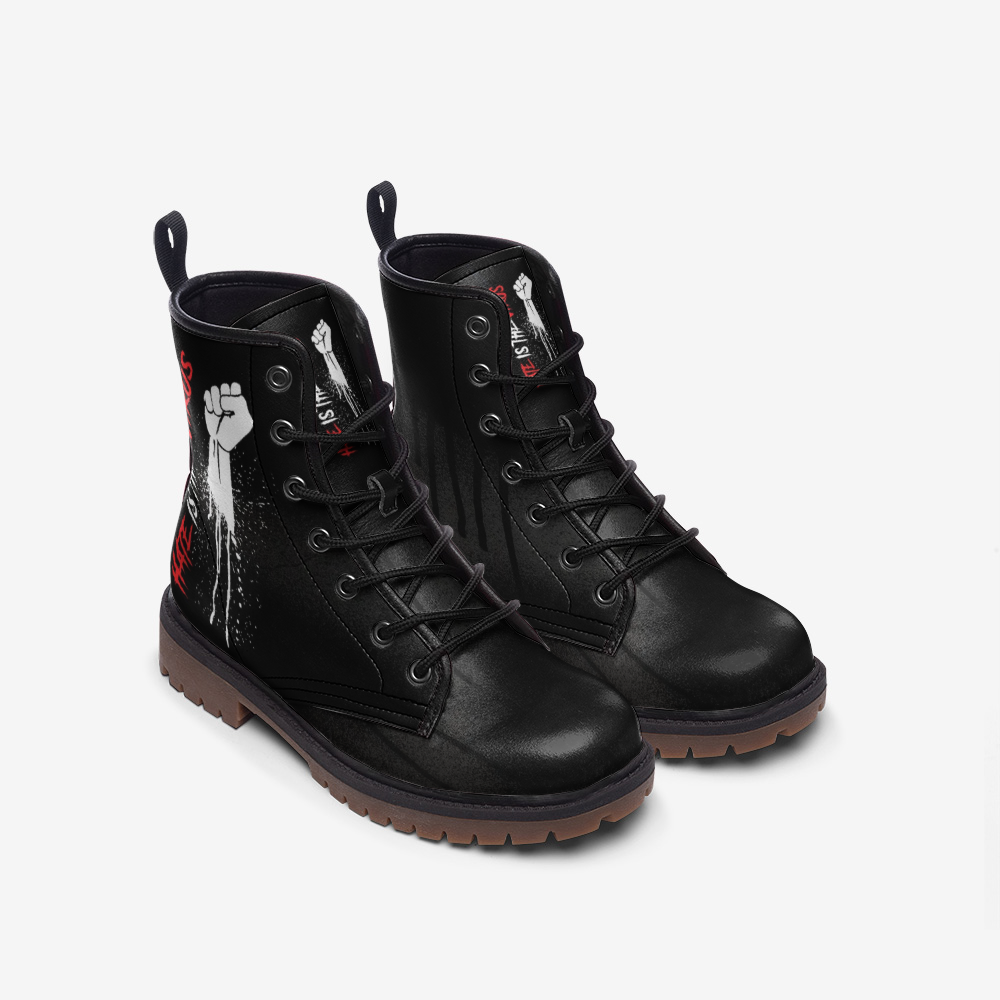 HATE IS THE VIRUS DRIP Casual Leather Lightweight Boots