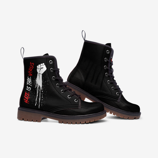 HATE IS THE VIRUS DRIP Casual Leather Lightweight Boots