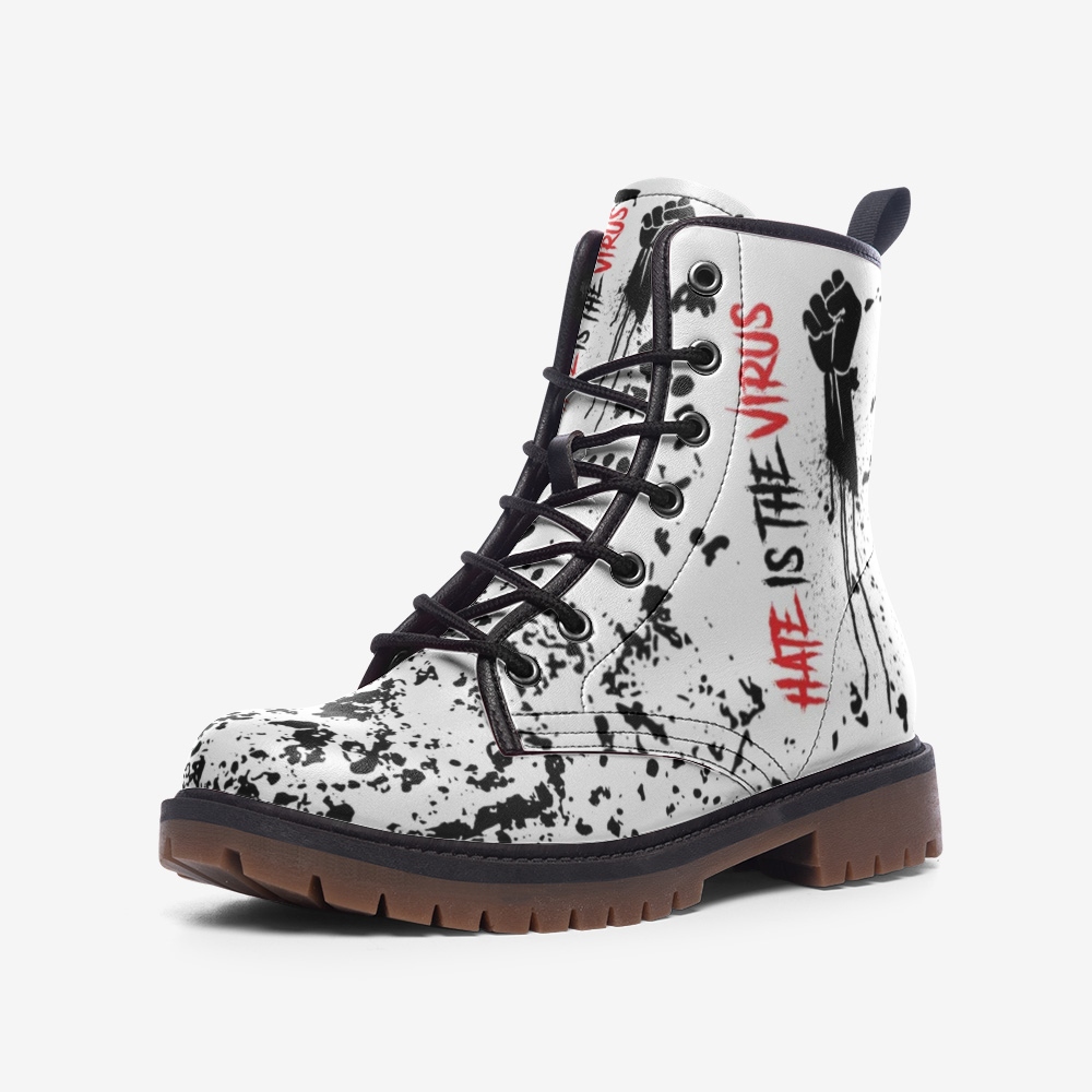 HATE IS THE VIRUS SPLATTER Casual Leather Lightweight Boots