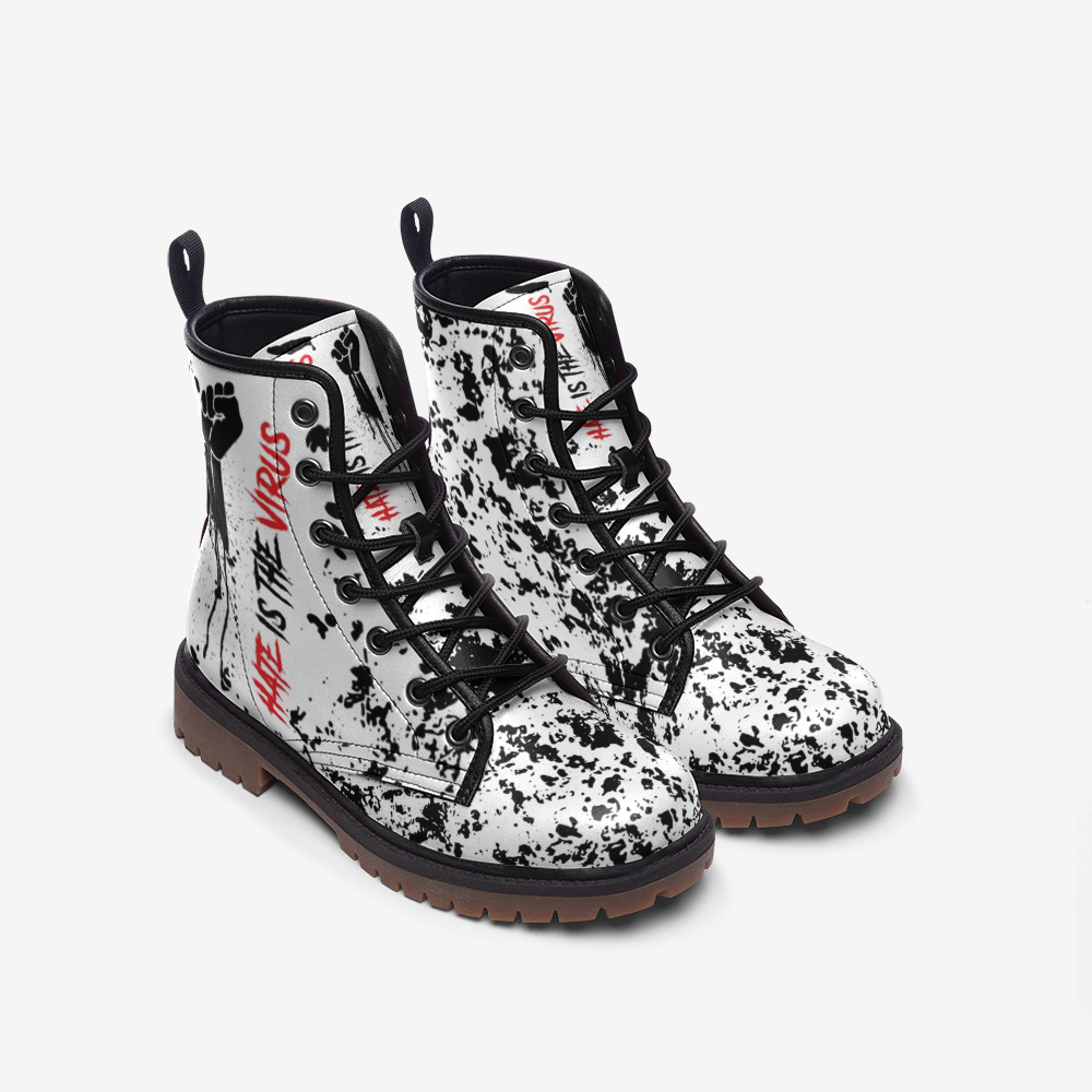 HATE IS THE VIRUS SPLATTER Casual Leather Lightweight Boots