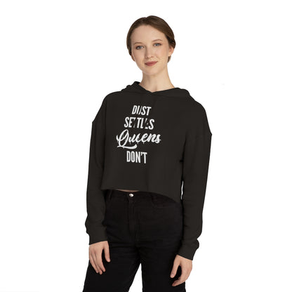 QUEENS DON'T SETTLE Cropped Hooded Sweatshirt