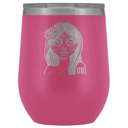 QB CLASSY DAY OF THE DEAD WINE TUMBLER
