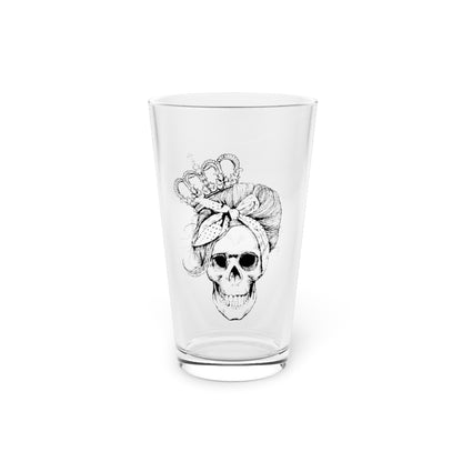 LONG LIVE THE QUEEN SKULL PINT GLASS