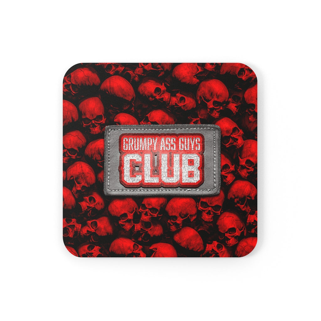 GRUMPY ASS GUYS CLUB RED SKULL Corkwood Coaster Set