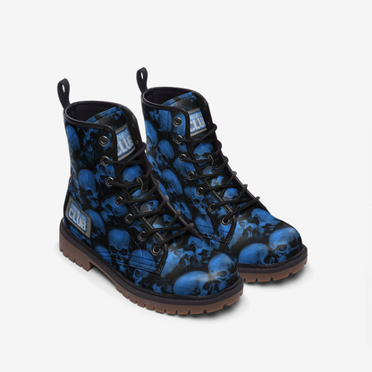 GRUMPY ASS GUYS CLUB BLUE SKULL Casual Leather Lightweight Boots