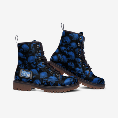 GRUMPY ASS GUYS CLUB BLUE SKULL Casual Leather Lightweight Boots